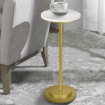 Mesa de bebida COVLON, tampo de mesa esculpido, pequeno pétalo branco/dourado