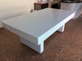 Mesa de Bilhar e Jantar Sedução Carlin Bilhares Superfície em Pedra de Ardósia 20mm 2,20 x 1,20 Branca Tecido Preto