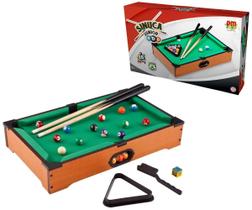 Mesa de Bilhar Infantil Completa em Madeira Mini Jogo de Sinuca Com 2 Tacos e 16 Bolas