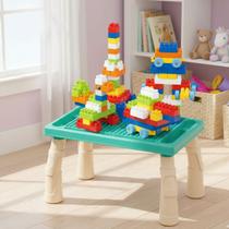 Mesa De Blocos Mesinha Atividades Infantil Didática 100 peças Montar
