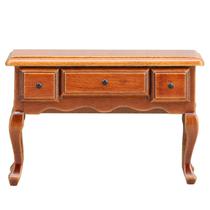 Mesa de bonecas de madeira em miniatura em escala 1:12 marrom clássico