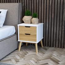 Mesa de Cabaceira 2 Gavetas em Madeira Maciça Lara