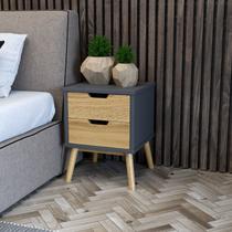 Mesa de Cabaceira 2 Gavetas em Madeira Maciça Lara