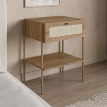 Mesa de Cabeceira 01 Gaveta com Telinha Industrial Indy A03 Hanover Dourado - Lyam Decor Mesa de Cabeceira 01 Gaveta com Telinha Industrial Indy A03 Hanover Dourado - Lyam Decor