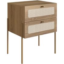 Mesa De Cabeceira 02 Gavetas Com Telinha Industrial Indy A03 Hanover Dourado