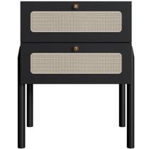 Mesa De Cabeceira 02 Gavetas Com Telinha Pés Madeira Moss A03 Nero Preto