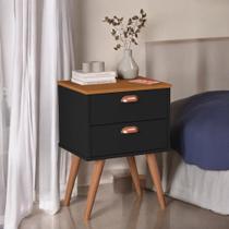 Mesa de Cabeceira 02 Gavetas Janus Preto e Ypê SAL