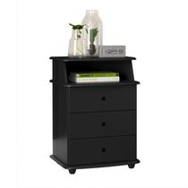 Mesa de Cabeceira 03 gavetas Luxo I cor Preto Black