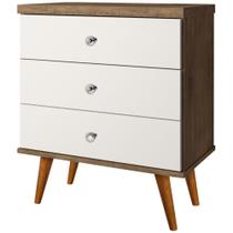 Mesa de Cabeceira 03 Gavetas Status J&A Móveis Jequitibá/OFF White