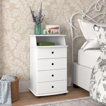 Mesa de Cabeceira 04 gavetas Luxo II cor Branca Brilho Mesa de Cabeceira 04 gavetas Luxo II cor Branca Brilho