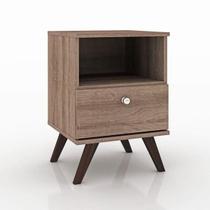 Mesa de Cabeceira 1 Gaveta 1 Nicho com Pés Retrô - Rústico