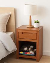 Mesa de Cabeceira 1 Gaveta 1 Nicho Madeira Maciça Madma