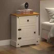 Mesa de Cabeceira 1 Gaveta 1 Porta Smile Creme/Carvalho Mesa de Cabeceira 1 Gaveta 1 Porta Smile Creme/Carvalho