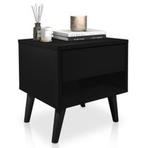 Mesa de Cabeceira 1 Gaveta 38 cm MDF Preto Pés Palito MP Mesa de Cabeceira 1 Gaveta 38 cm MDF Preto Pés Palito MP