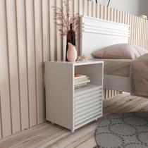 Mesa de Cabeceira 1 Gaveta c/ Ripado Branca Mesa de Cabeceira 1 Gaveta c/ Ripado Branca