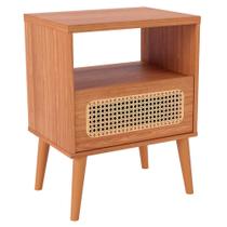 Mesa de Cabeceira 1 Gaveta Com Palhinha Natural Zack D03 Freijó - Lyam Decor Mesa de Cabeceira 1 Gaveta Com Palhinha Natural Zack D03 Freijó - Lyam Decor