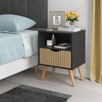 Mesa de Cabeceira 1 Gaveta e 1 Nicho Estilo Retrô