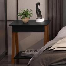 Mesa de cabeceira 1 gaveta e prateleira Integra Dexter Amadeirado/Preto