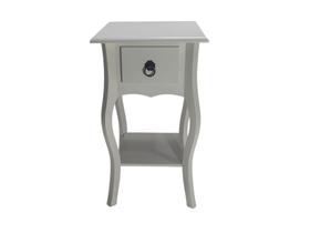 Mesa de Cabeceira 1 Gaveta em Madeira Maciça e MDF Florence Off White