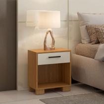 Mesa de Cabeceira 1 Gaveta Freijó / Off White 100% Mdf