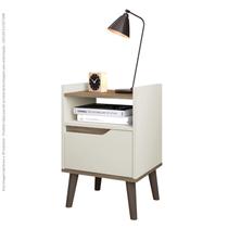 Mesa de Cabeceira 1 Gaveta Gabriela - Off White/Canela