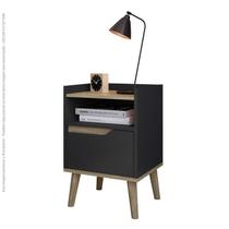 Mesa de Cabeceira 1 Gaveta Gabriela - Preto/Canela