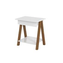 Mesa de cabeceira 1 gaveta integra Finger Amadeirado/Branco ofertamo Mesa de cabeceira 1 gaveta integra Finger Amadeirado/Branco ofertamo