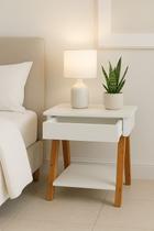 Mesa de Cabeceira 1 gaveta Integra Finger Amadeirado/Branco Mesa de Cabeceira 1 gaveta Integra Finger Amadeirado/Branco
