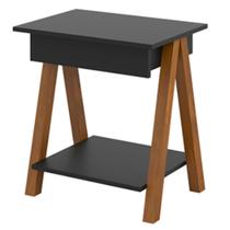 Mesa de cabeceira 1 gaveta Integra Finger Amadeirado Preto