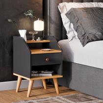 Mesa De Cabeceira 1 Gaveta Nicho Prateleiras Mini Cômoda Criado Dakota