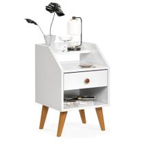 Mesa De Cabeceira 1 Gaveta Nicho Prateleiras Mini Cômoda Criado Dakota