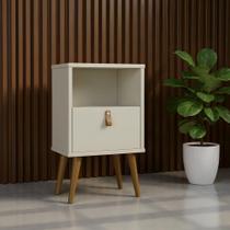 Mesa De Cabeceira 1 Gaveta Off White Pés Palito