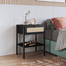 Mesa de Cabeceira 1 Gaveta Palhinha Pé Madeira Oslo