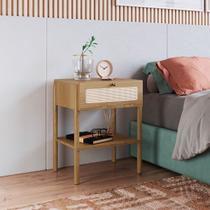 Mesa de Cabeceira 1 Gaveta Palhinha Pé Madeira Oslo Hanover