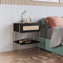 Mesa de Cabeceira 1 Gaveta Palhinha Pé Metal Oslo