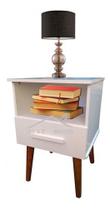 Mesa De Cabeceira 1 Gaveta Pés Retrô Safira