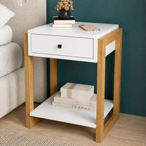 Mesa De Cabeceira 1 Gaveta Pinus Branco MDP Milão Apoio Quarto mesa de cabeceira Mesa De Cabeceira 1 Gaveta Pinus Branco MDP Milão Apoio Quarto mesa de cabeceira