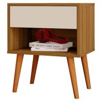 Mesa de Cabeceira 100% MDF Com 1 Gaveta e 1 Nicho Camarú com Pérola - Villare - Robel Móveis