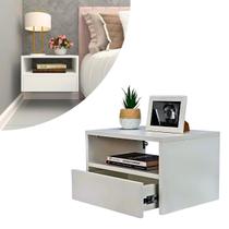 Mesa de Cabeceira 100% MDF mesa de cabeceira Suspenso Branco 40cm com Gaveta Embaixo