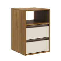 Mesa de Cabeceira 100% MDF Puxador Calha 2g Freijo/off Marrom Freijó/Off White