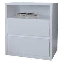 Mesa de Cabeceira 2 Gavetas 1 Nicho Blank F04 Branco - Mpozenato Mesa de Cabeceira 2 Gavetas 1 Nicho Blank F04 Branco - Mpozenato
