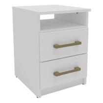 Mesa de Cabeceira 2 Gavetas 30cm Cor Branco - Mademóvel Mesa de Cabeceira 2 Gavetas 30cm Cor Branco - Mademóvel