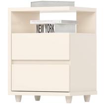 Mesa De Cabeceira 2 Gavetas 48 cm Campeche Off White Henn