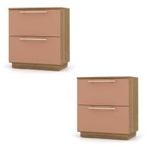 Mesa de Cabeceira 2 Gavetas 50cm Kit 2 Dubai Nature/Camarim - VLR MÓVEIS Mesa de Cabeceira 2 Gavetas 50cm Kit 2 Dubai Nature/Camarim - VLR MÓVEIS