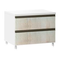Mesa De Cabeceira 2 Gavetas 60,5cm Branco C/Legno Crema Mesa De Cabeceira 2 Gavetas 60,5cm Branco C/Legno Crema