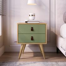 Mesa de Cabeceira 2 Gavetas Amber Bege Nature/Off White
