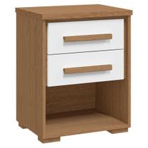 Mesa de Cabeceira 2 Gavetas Angra Rimo Carvalho/Branco
