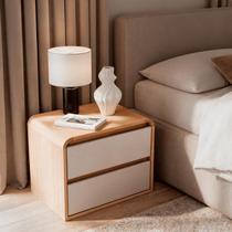 Mesa de Cabeceira 2 Gavetas Aurora 100% MDF Carvalho Nature / Off White Mesa de Cabeceira 2 Gavetas Aurora 100% MDF Carvalho Nature / Off White