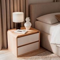 Mesa de Cabeceira 2 Gavetas Aurora Bege Carvalho Nature/Off White Mesa de Cabeceira 2 Gavetas Aurora Bege Carvalho Nature/Off White