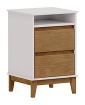Mesa De Cabeceira 2 Gavetas C/Nicho Prata Off White/Freijo - Finestra Mesa De Cabeceira 2 Gavetas C/Nicho Prata Off White/Freijo - Finestra